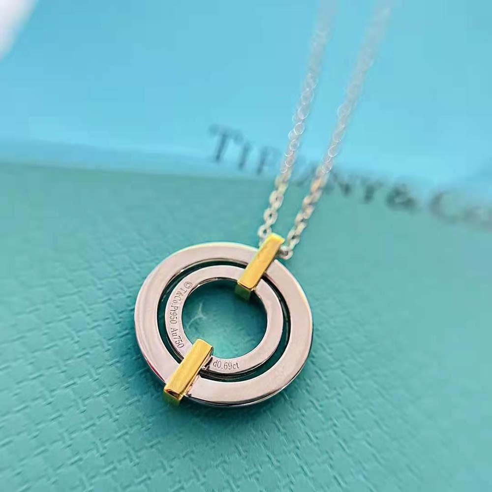 Tiffany Edge Circle Pendant in Platinum and Yellow Gold with Diamonds (6)
