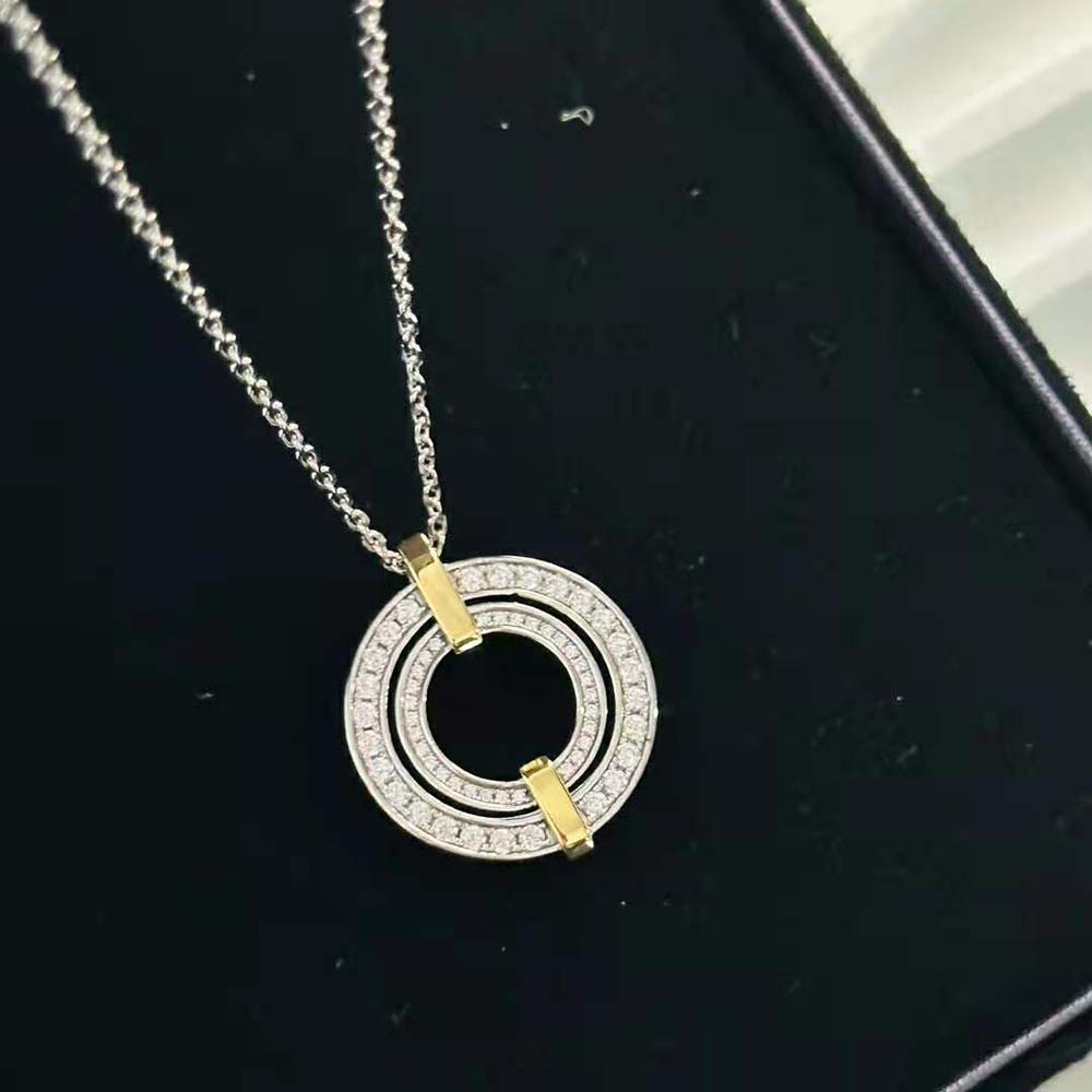 Tiffany Edge Circle Pendant in Platinum and Yellow Gold with Diamonds (7)
