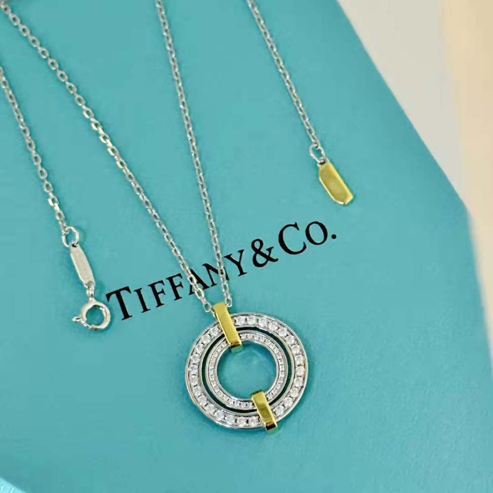 Tiffany Edge Circle Pendant in Platinum and Yellow Gold with Diamonds (8)