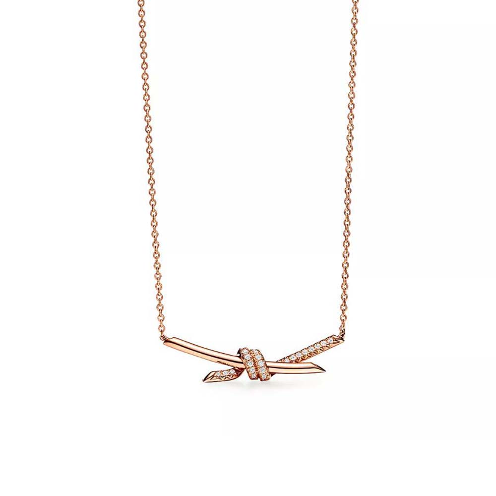 Tiffany Knot Pendant in Rose Gold with Diamonds