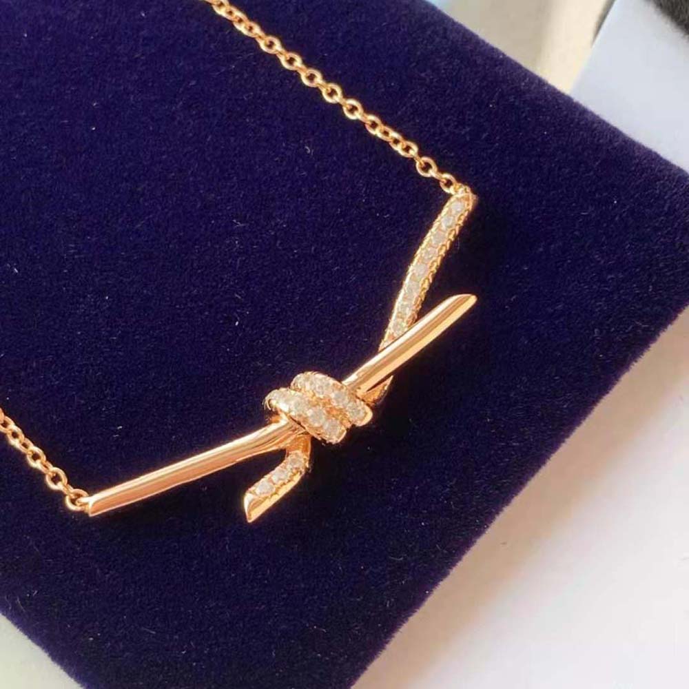 Tiffany Knot Pendant in Rose Gold with Diamonds (5)