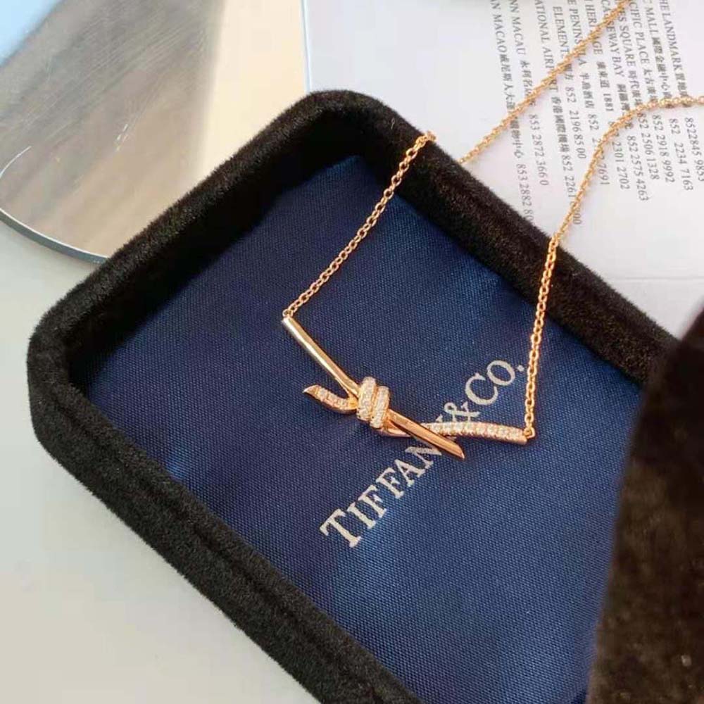 Tiffany Knot Pendant in Rose Gold with Diamonds (8)