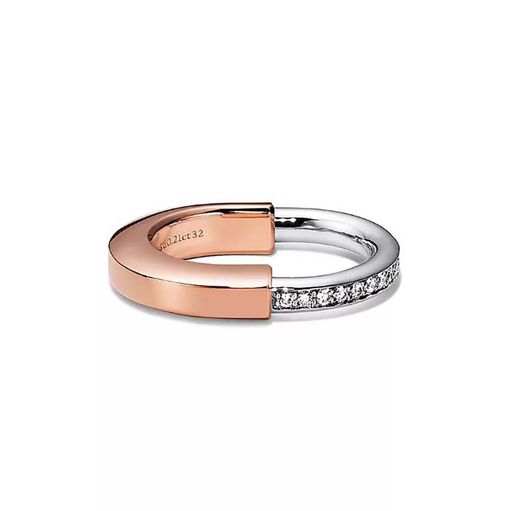 Tiffany Lock Ring in Rose and White Gold with Diamonds (1)