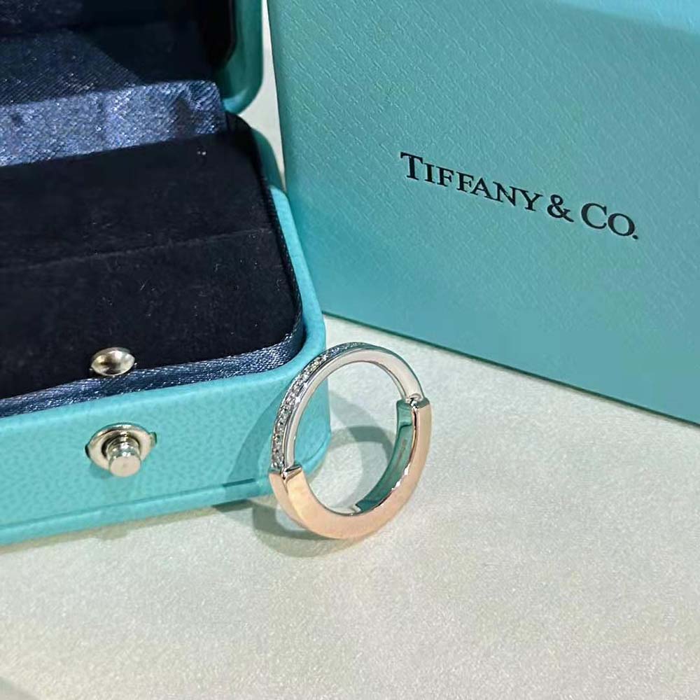 Tiffany Lock Ring in Rose and White Gold with Diamonds (3)