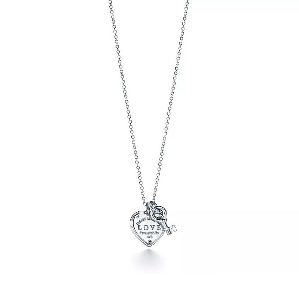 Tiffany Love Heart Tag Key Pendant in Silver