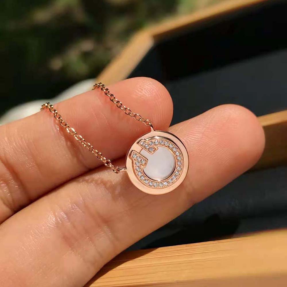 Tiffany T Diamond and Mother-of-pearl Circle Pendant in Rose Gold (2)