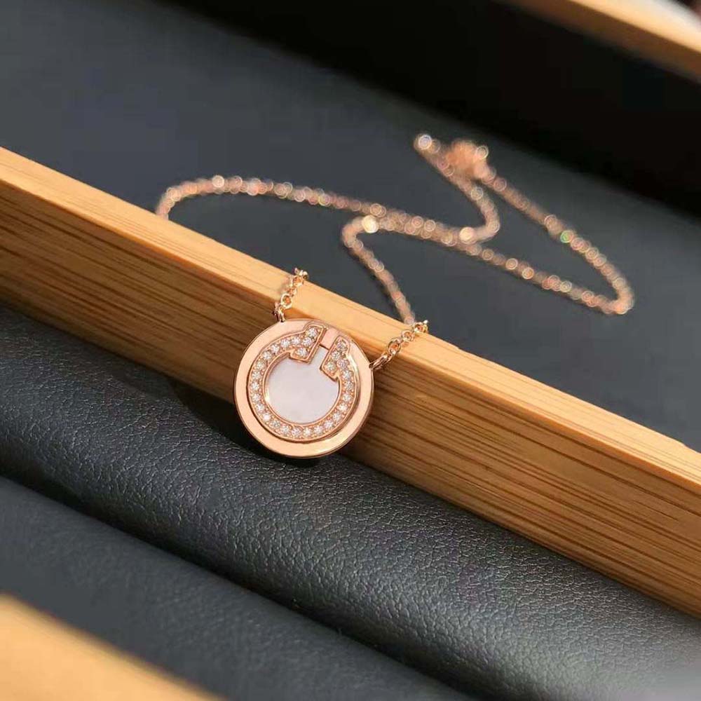 Tiffany T Diamond and Mother-of-pearl Circle Pendant in Rose Gold (3)