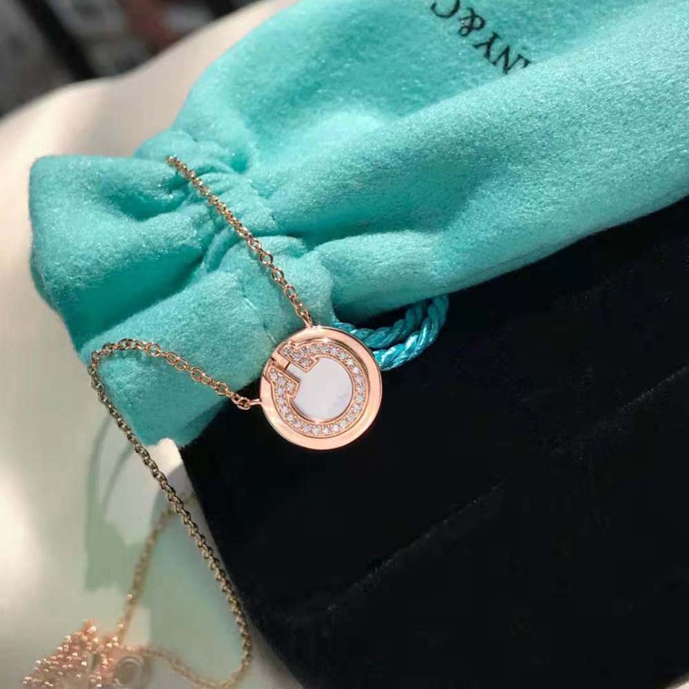 Tiffany T Diamond and Mother-of-pearl Circle Pendant in Rose Gold (4)