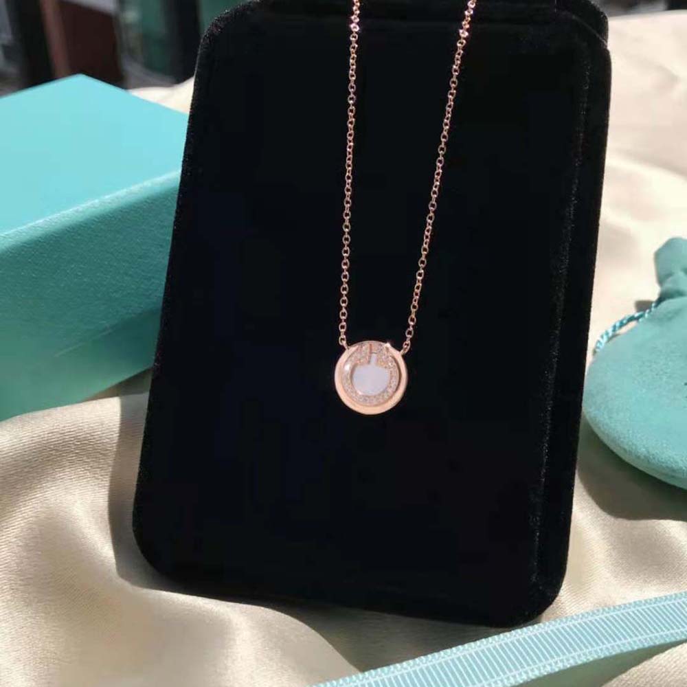 Tiffany T Diamond and Mother-of-pearl Circle Pendant in Rose Gold (9)