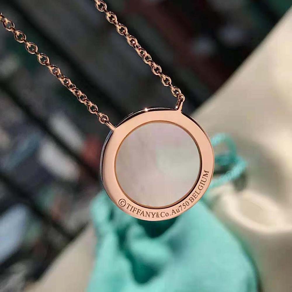 Tiffany T Diamond and Mother-of-pearl Circle Pendant in Rose Gold with Mother-of-pearl (17)