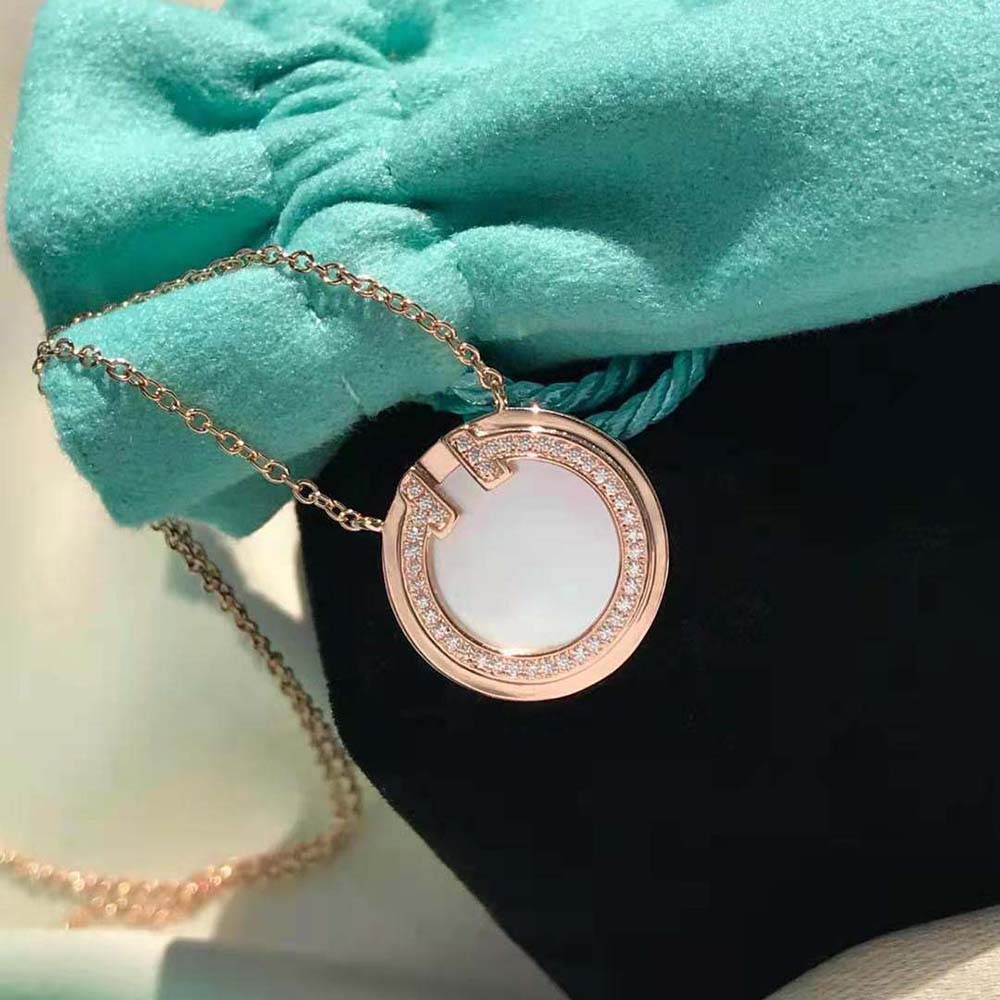 Tiffany T Diamond and Mother-of-pearl Circle Pendant in Rose Gold with Mother-of-pearl (18)