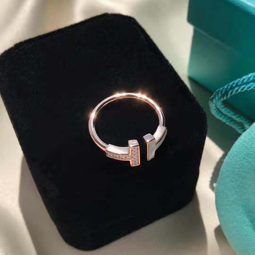 Tiffany T Wire Ring in Rose Gold with Diamonds and Mother-of-Pearl (5)