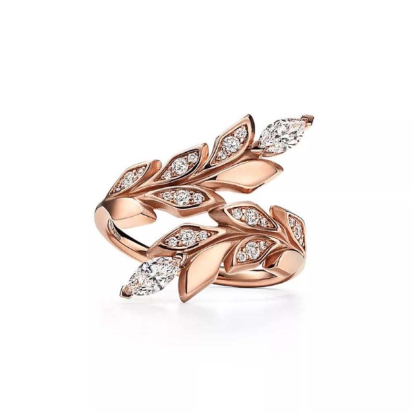 Tiffany Victoria Vine Bypass Ring in Rose Gold with Diamonds (1)