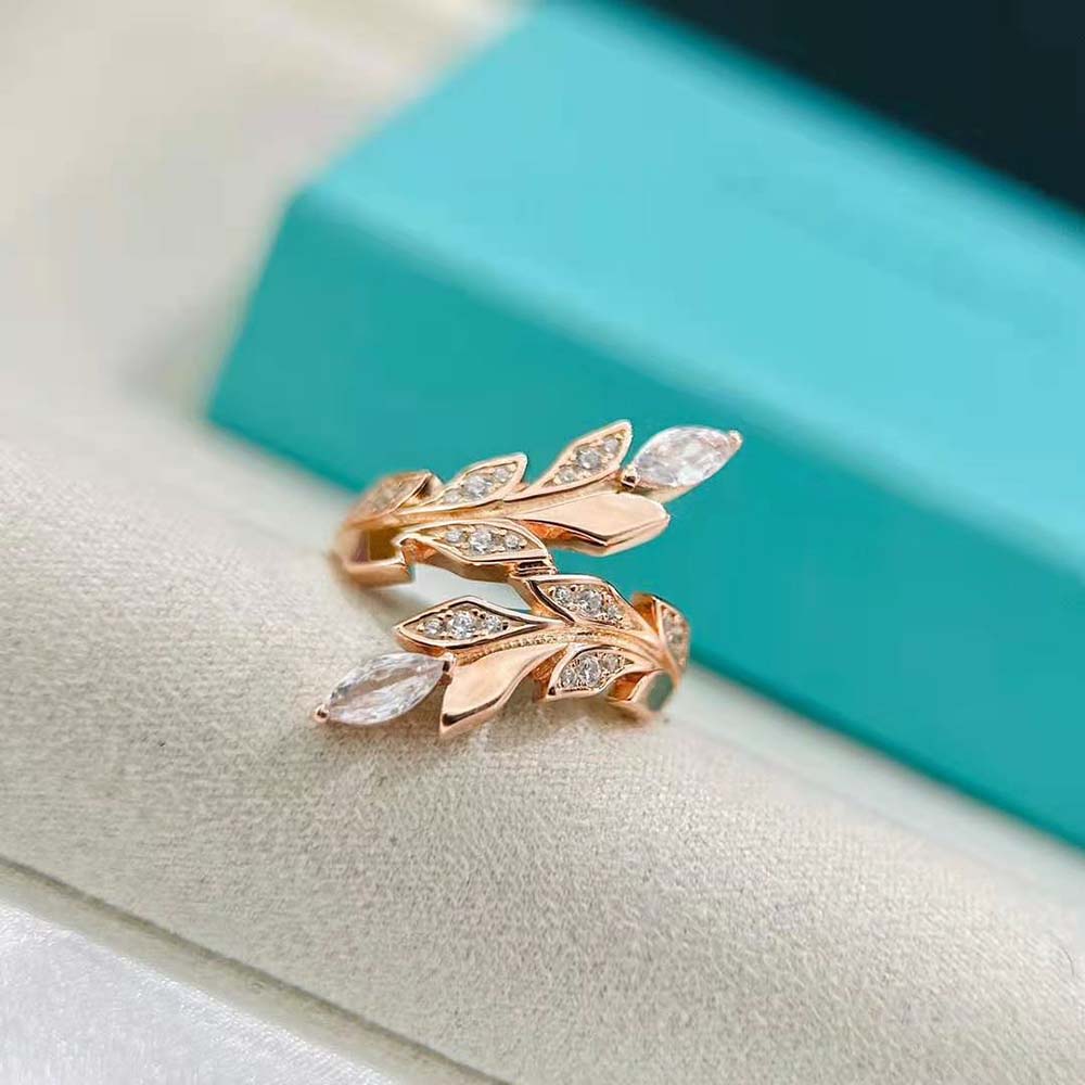 Tiffany Victoria Vine Bypass Ring in Rose Gold with Diamonds (2)