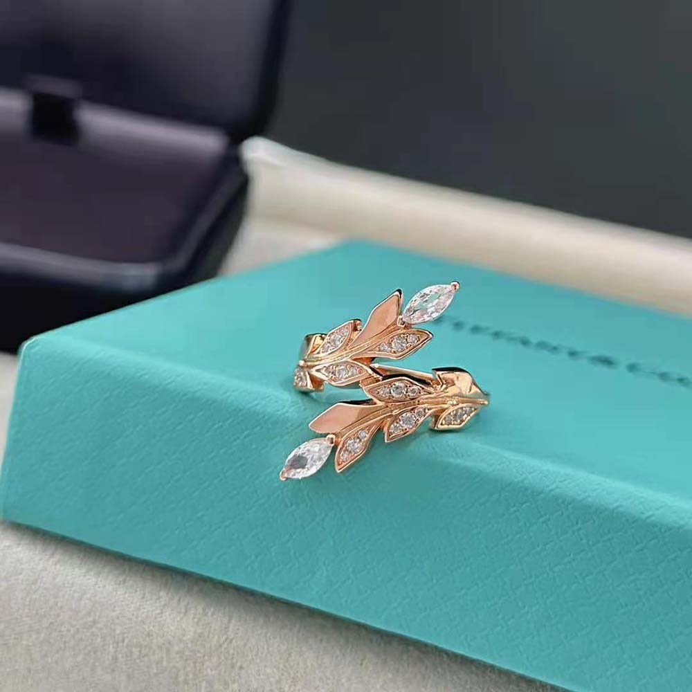 Tiffany Victoria Vine Bypass Ring in Rose Gold with Diamonds (4)