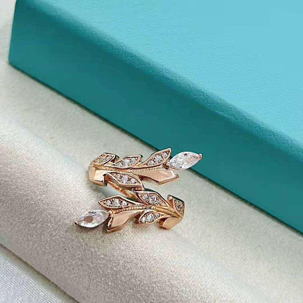 Tiffany Victoria Vine Bypass Ring in Rose Gold with Diamonds (5)