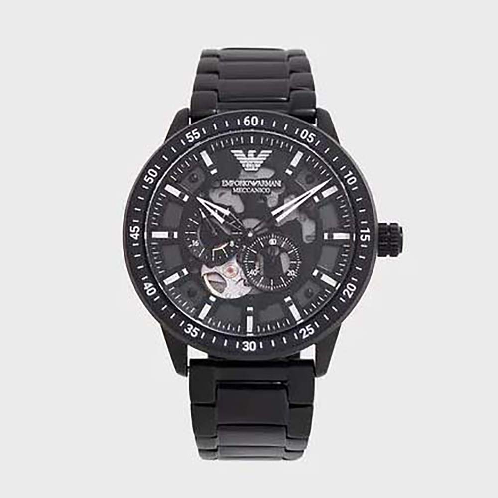 Armani Men Automatic Black Stainless Steel Watch 43mm-Black