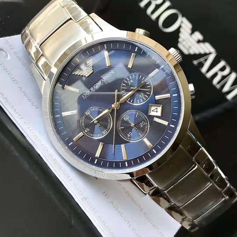 Armani Men Chronograph Stainless Steel Watch 43 mm-Navy (6)