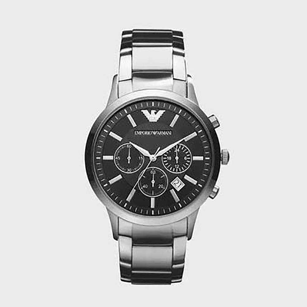 Armani Men Chronograph Stainless Steel Watch 43mm-Black