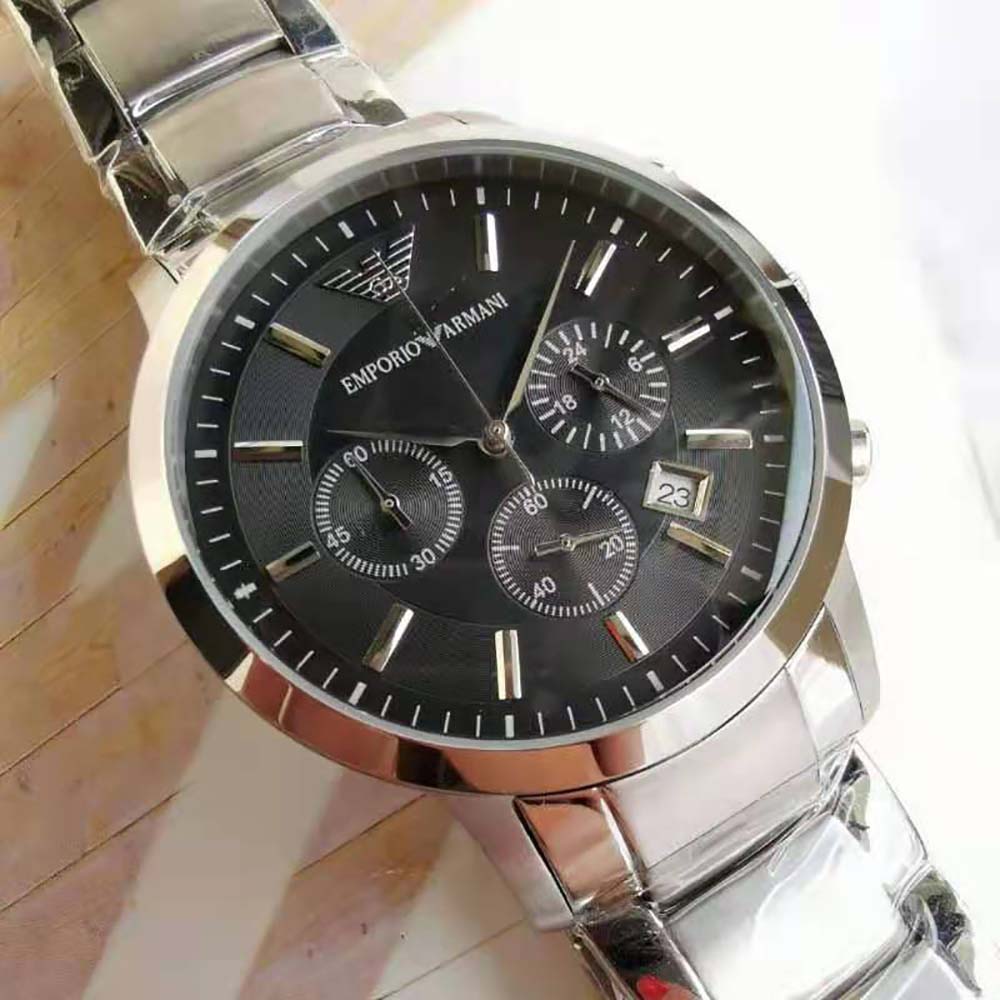 Armani Men Chronograph Stainless Steel Watch 43mm-Black (3)