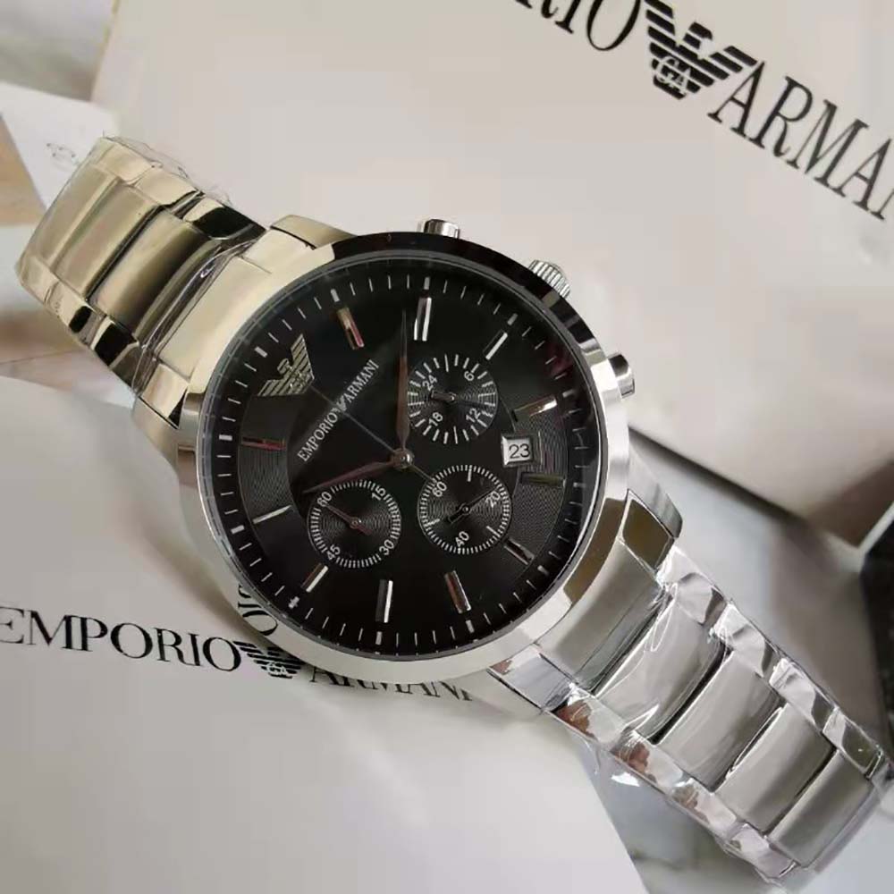 Armani Men Chronograph Stainless Steel Watch 43mm-Black (4)