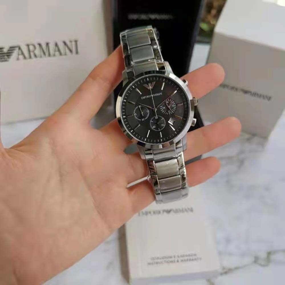 Armani Men Chronograph Stainless Steel Watch 43mm-Black (6)