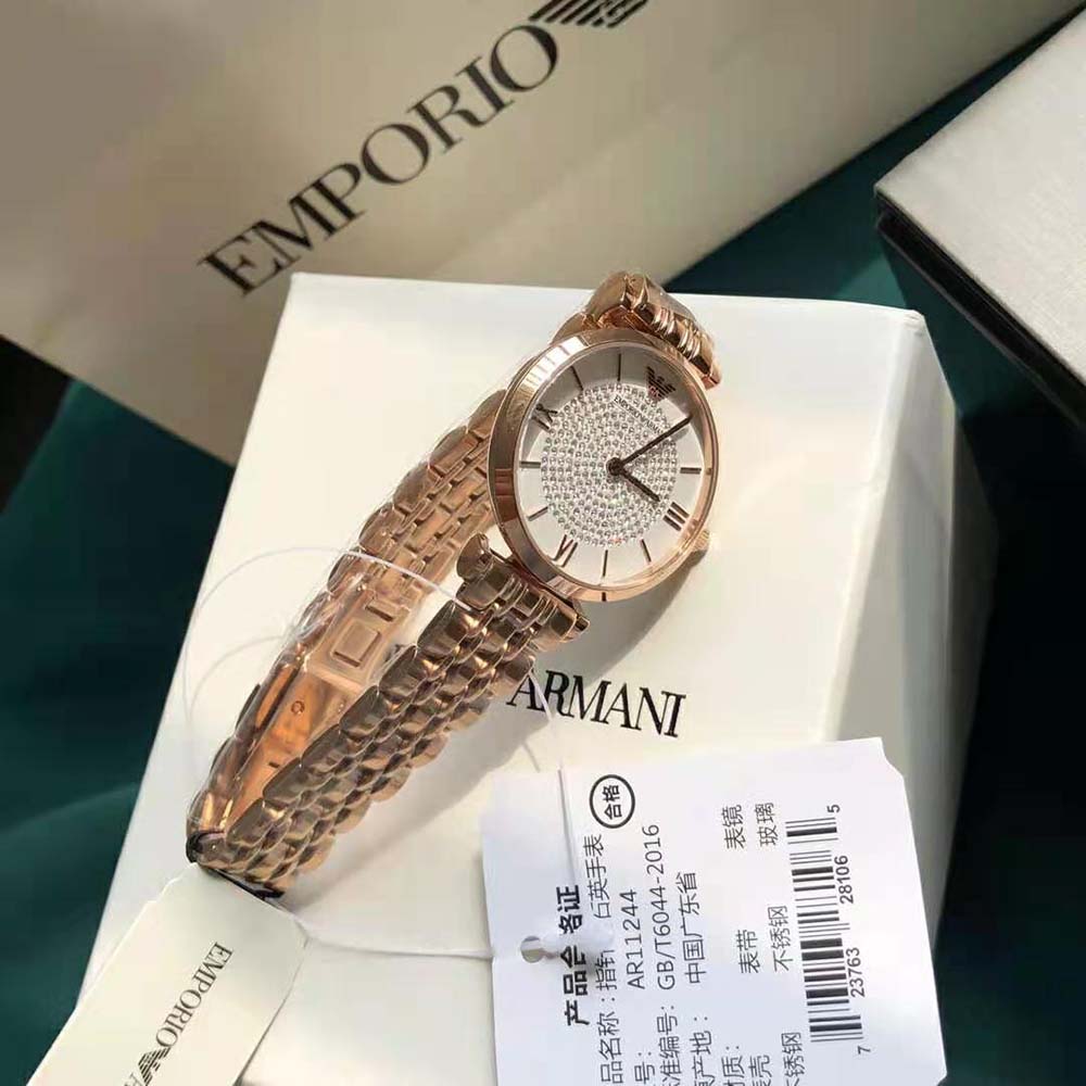 Armani Women Two-Hand Rose Gold-Tone Stainless Steel Watch 32 mm-White (6)