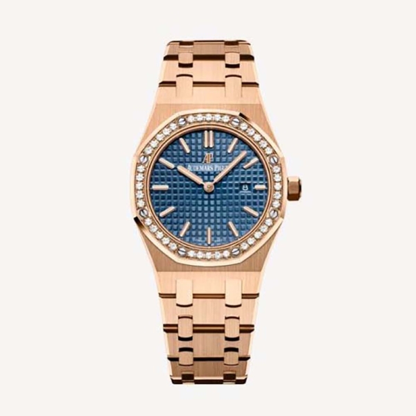Audemars Piguet Men Royal Oak Quartz 33 mm in Pink Gold Case-Navy (1)