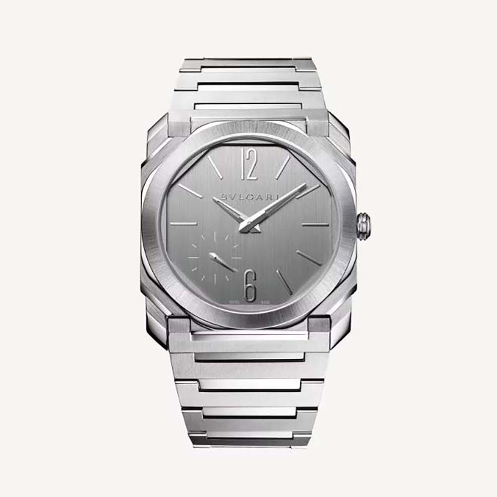 Bulgari Men Octo Finissimo Automatic Winding 40 mm in Stainless Steel-Silver