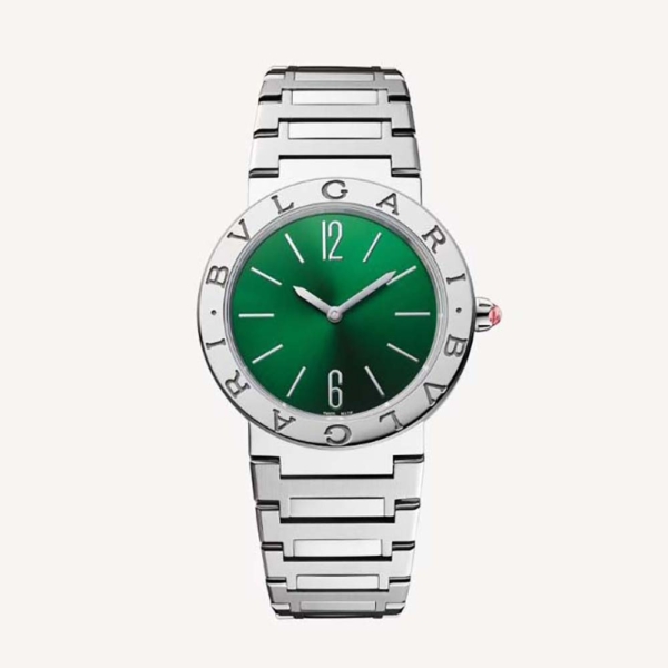 Bulgari Women Bvlgari Bvlgari Watch Quartz Movement 33 mm in Stainless Steel-Green (1)