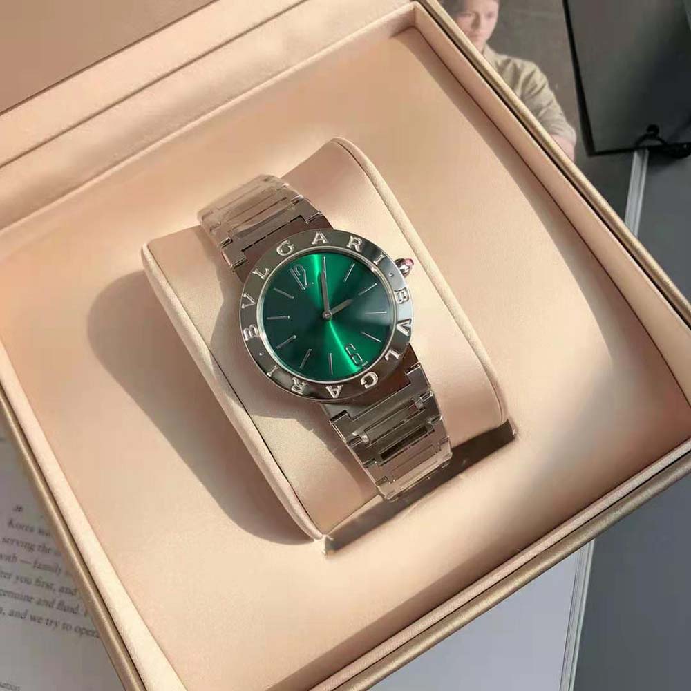 Bulgari Women Bvlgari Bvlgari Watch Quartz Movement 33 mm in Stainless Steel-Green (2)