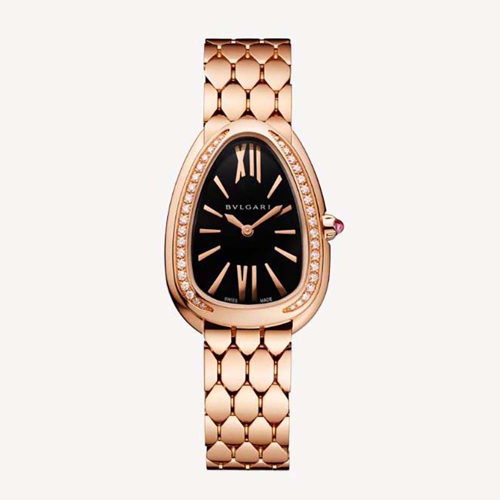 Bulgari Women Serpenti Seduttori Watch Quartz Movement 33 mm in Rose Gold and Diamonds-Black (1)