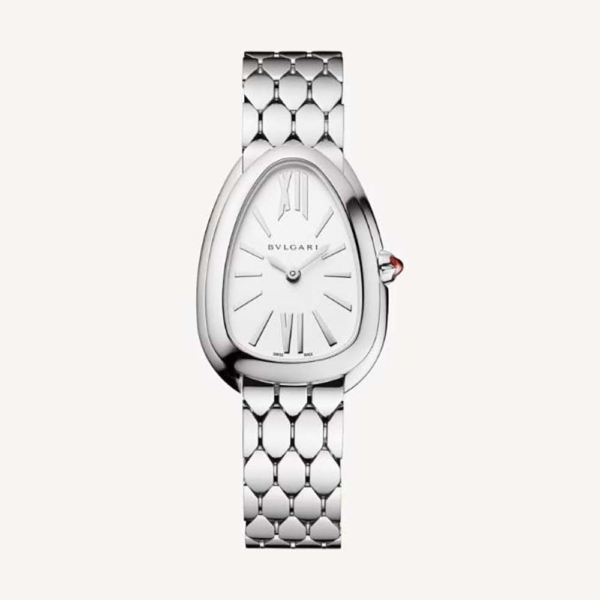 Bulgari Women Serpenti Seduttori Watch Quartz Movement 33 mm in Stainless Steel-White (1)