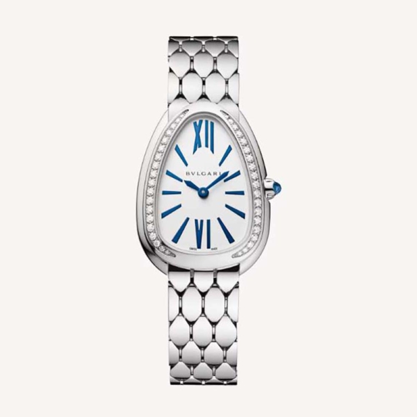 Bulgari Women Serpenti Seduttori Watch Quartz Movement 33 mm in White Gold-Blue (1)