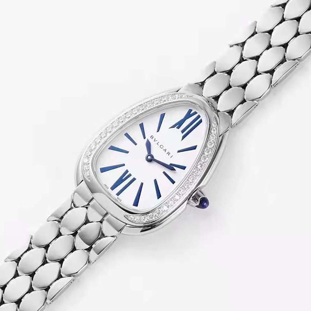 Bulgari Women Serpenti Seduttori Watch Quartz Movement 33 mm in White Gold-Blue (5)