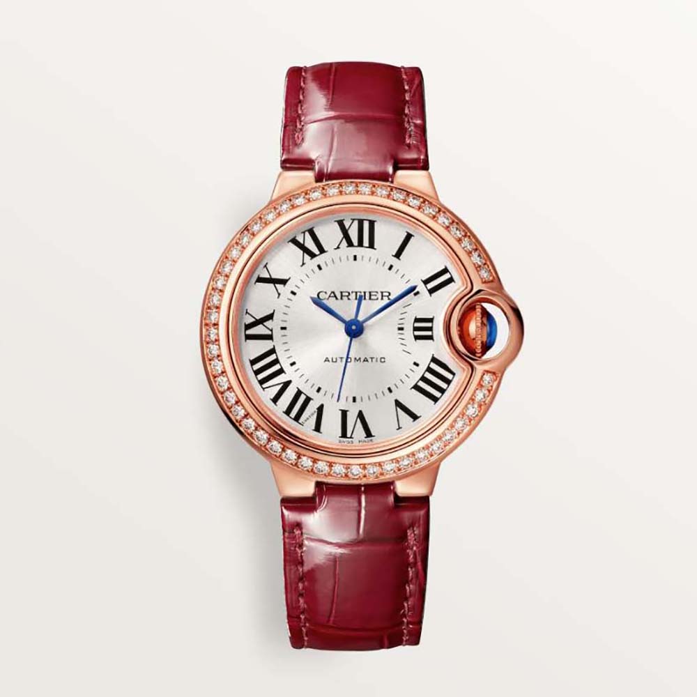 Cartier Women Ballon Bleu De Cartier Watch 33 mm Mechanical Movement in Rose Gold-Red (1)