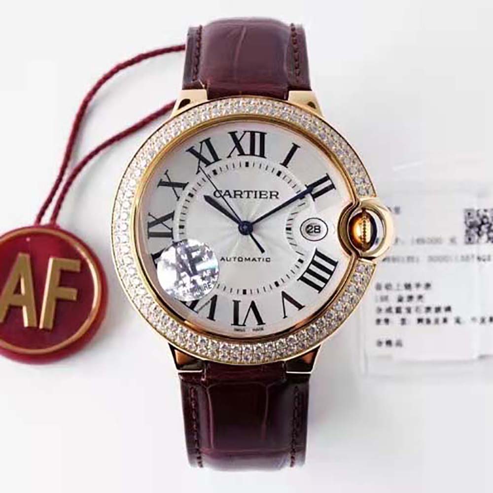 Cartier Women Ballon Bleu De Cartier Watch 33 mm Mechanical Movement in Rose Gold-Red (2)