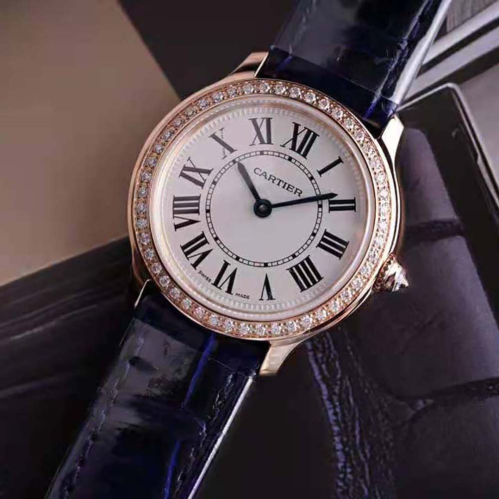 Cartier Women Ronde Louis Cartier Watch 29 mm Quartz Movement in Rose Gold-Navy (3)