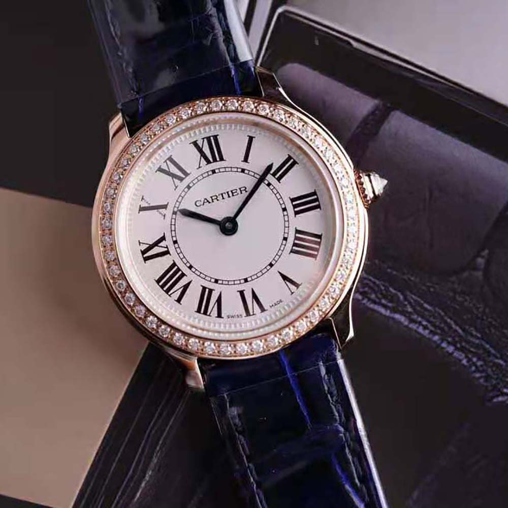 Cartier Women Ronde Louis Cartier Watch 29 mm Quartz Movement in Rose Gold-Navy (4)