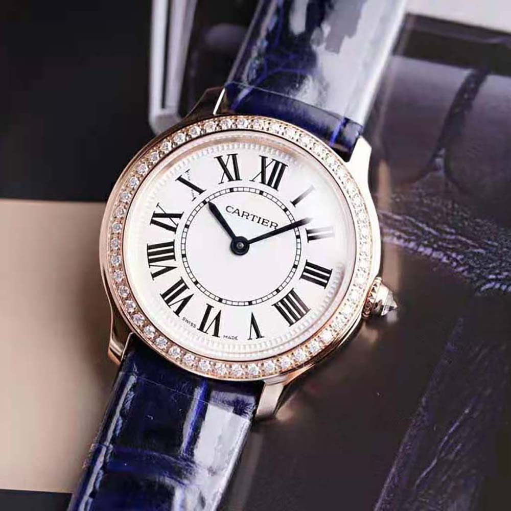 Cartier Women Ronde Louis Cartier Watch 29 mm Quartz Movement in Rose Gold-Navy (5)