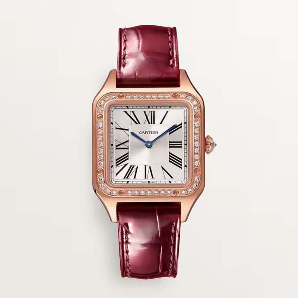 Cartier Women Santos-Dumont Watch Quartz Movement in Rose Gold