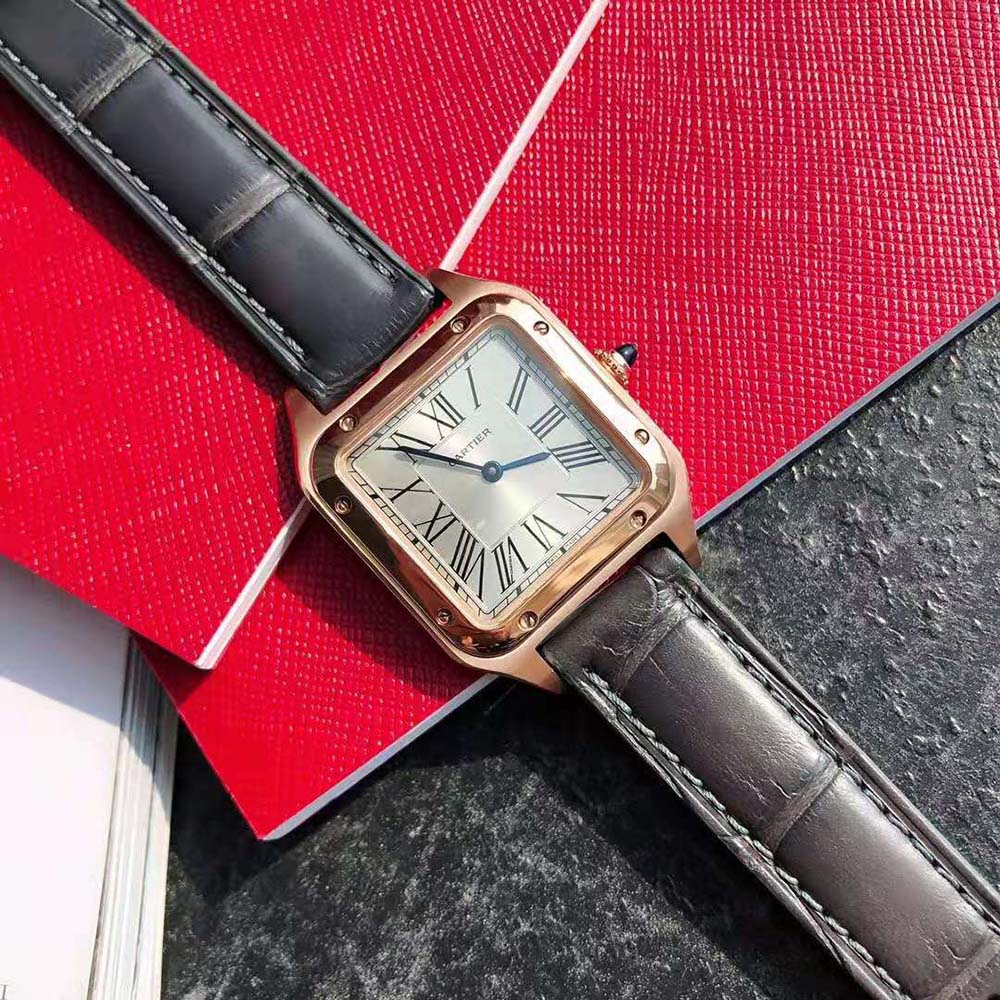 Cartier Women Santos-Dumont Watch Quartz Movement in Rose Gold-Silver (3)