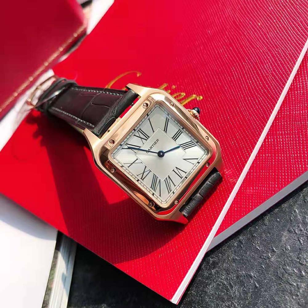 Cartier Women Santos-Dumont Watch Quartz Movement in Rose Gold-Silver (4)