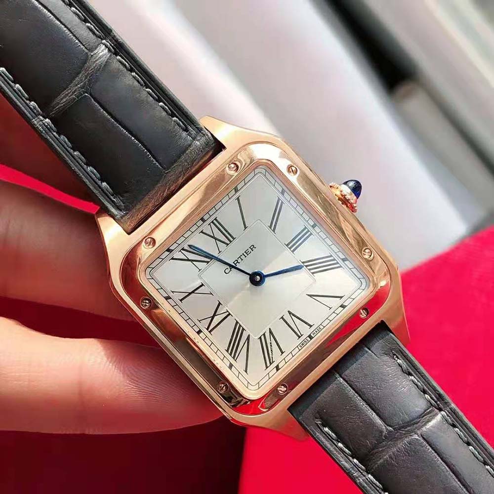 Cartier Women Santos-Dumont Watch Quartz Movement in Rose Gold-Silver (7)