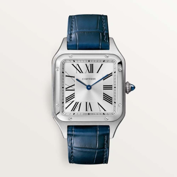Cartier Women Santos-Dumont Watch Quartz Movement in Steel-Navy (1)