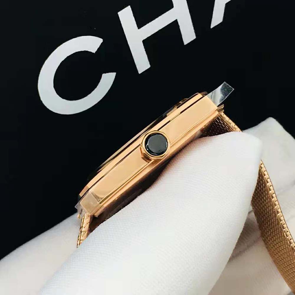 Chanel Women Boy·Friend Tweed Watch Quartz Movement in Beige Gold and Diamonds (10)
