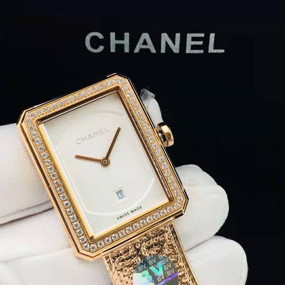 Chanel Women Boy·Friend Tweed Watch Quartz Movement in Beige Gold and Diamonds (3)