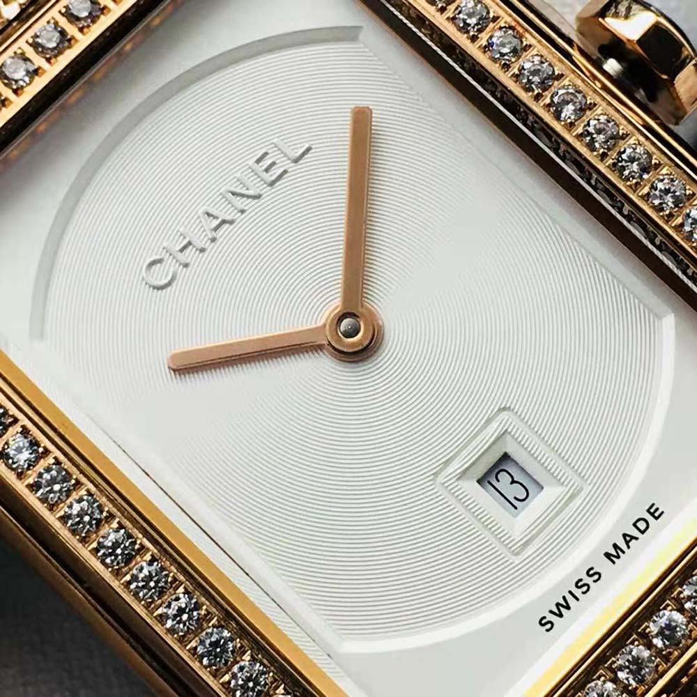 Chanel Women Boy·Friend Tweed Watch Quartz Movement in Beige Gold and Diamonds (6)