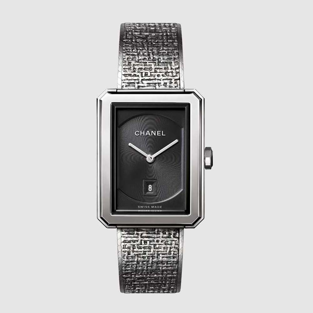 Chanel Women Boy·Friend Tweed Watch Quartz Movement in Steel-Black (1)