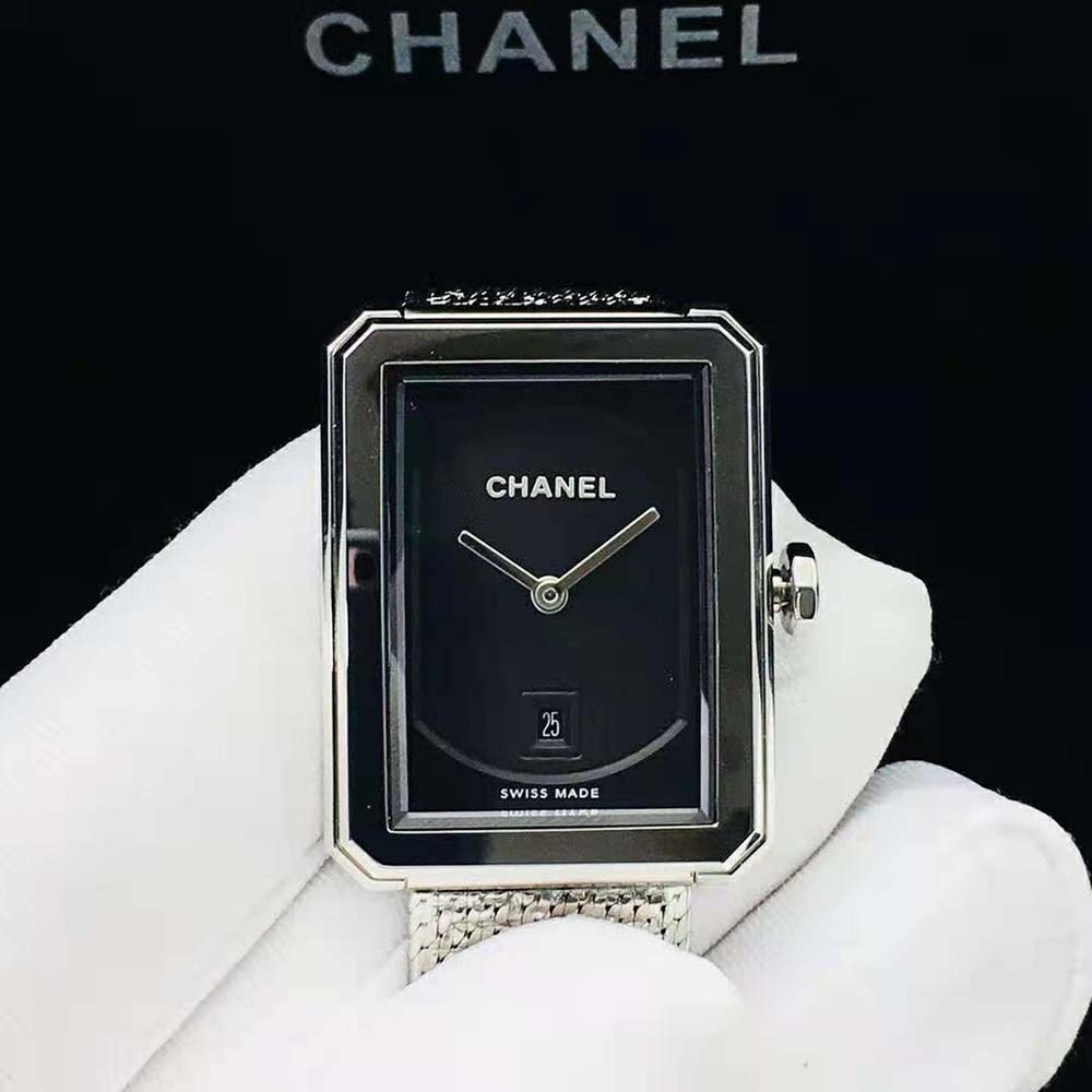 Chanel Women Boy·Friend Tweed Watch Quartz Movement in Steel-Black (5)